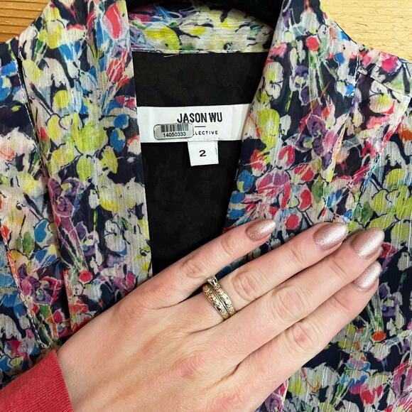Jason Wu x RTR Pink Multi Floral Blouse Size 2 - Picture 3 of 6
